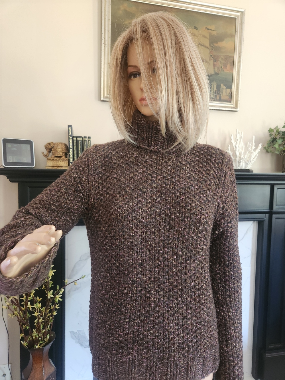 Dolce & Gabbana Brown Marled Turtleneck Sweater Sz S/ M